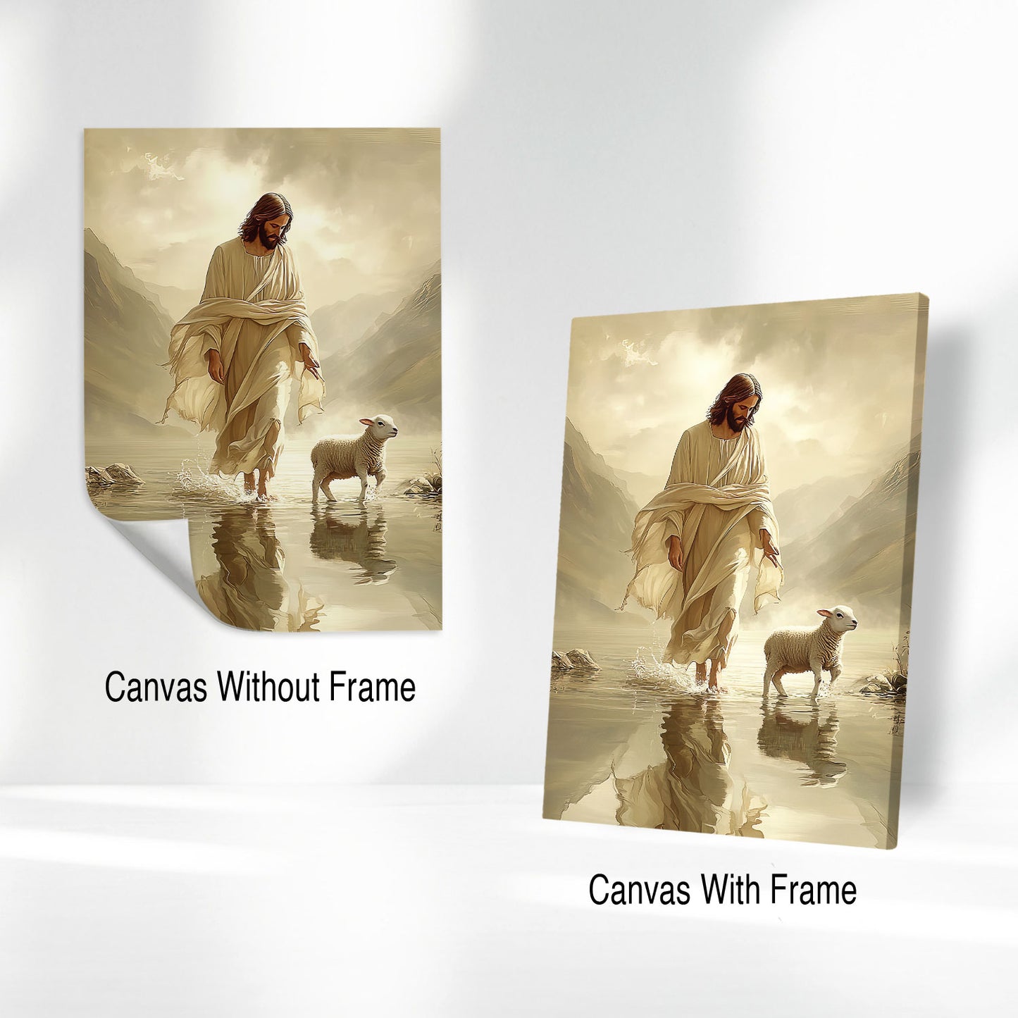 Walking On Water, Save The Lost Sheep Canvas Wall Art