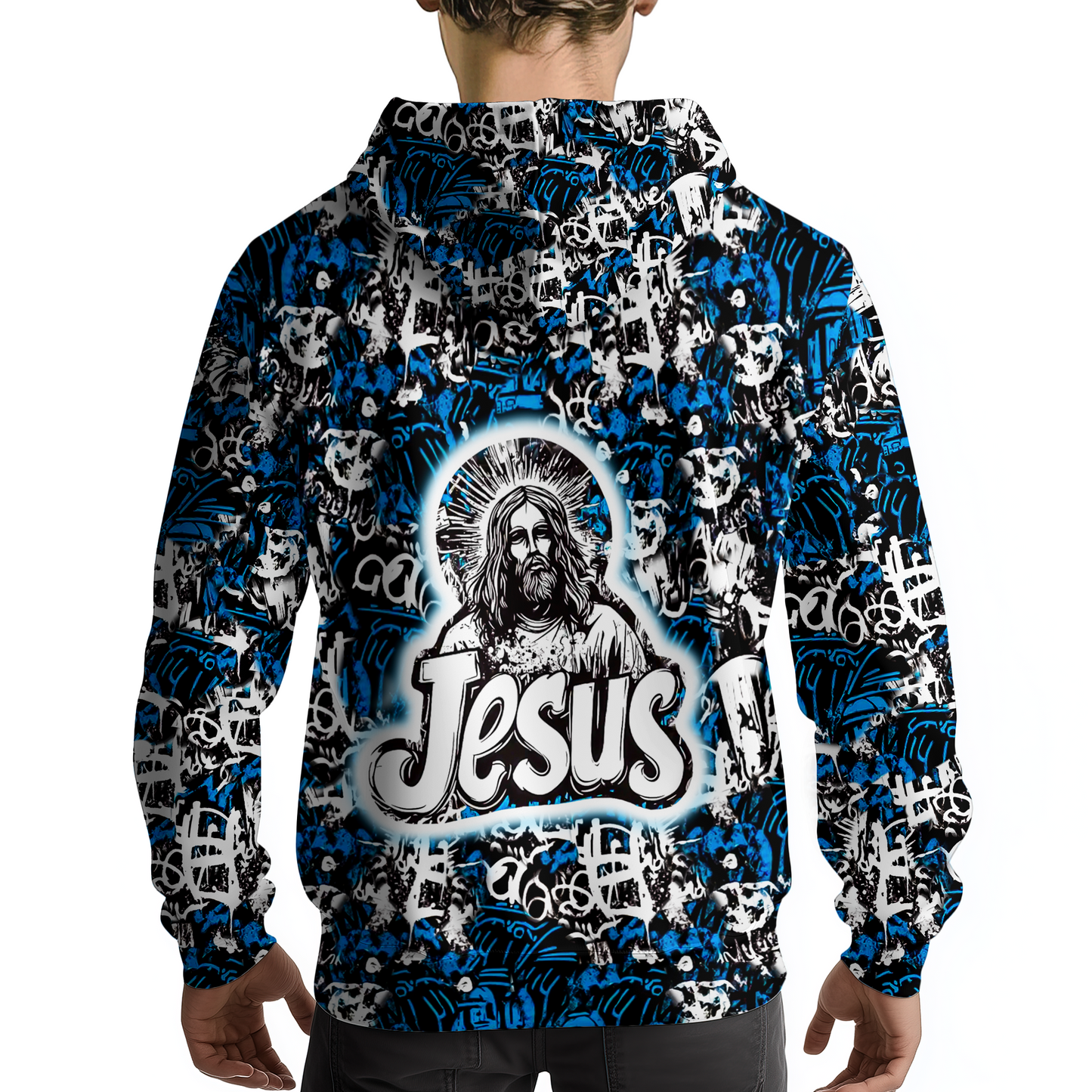 Christian Blue Graffiti Style Hoodies