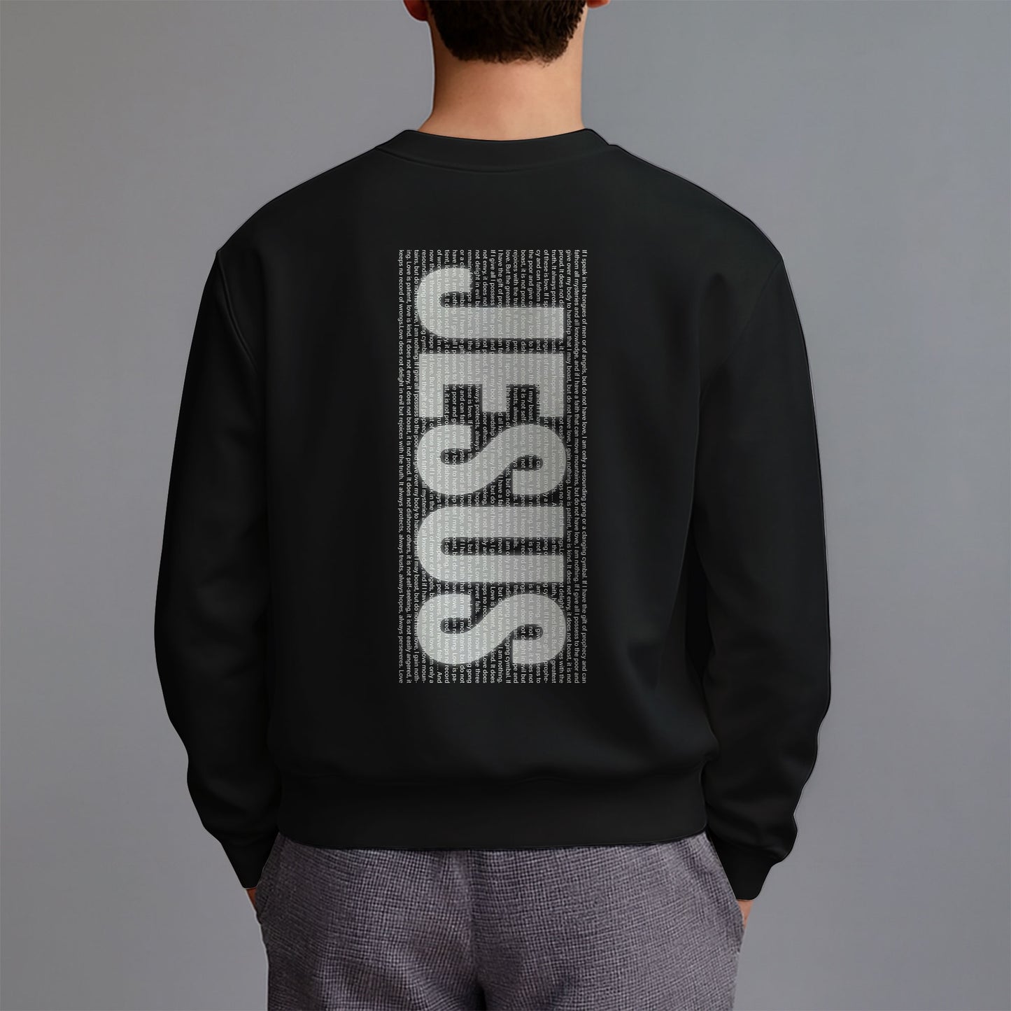 1 Corinthians 13:1-13 Double-Sided Graphic Christian Sweatshirt