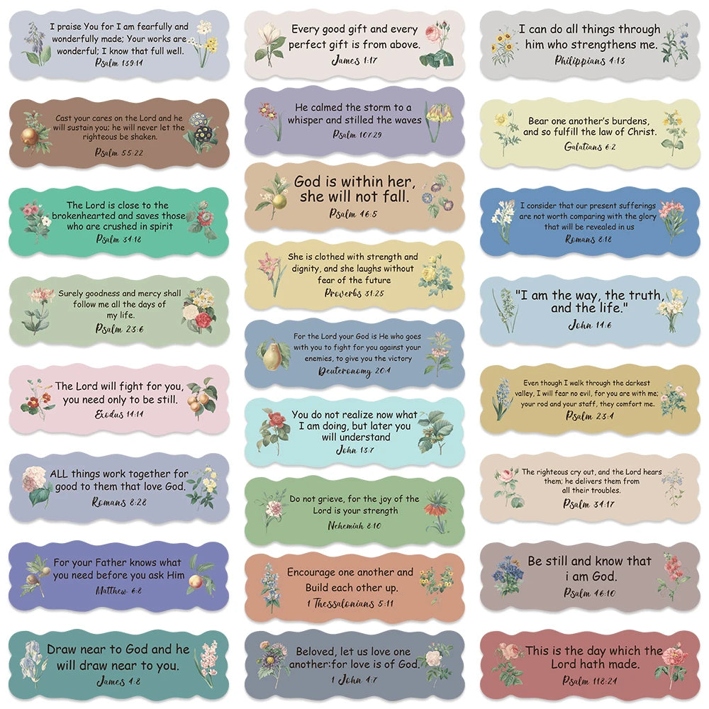 50pcs Flowers Bible Verse Stickers