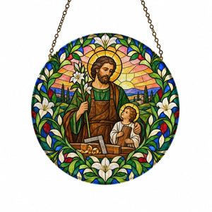 Gloria Sancti III Glass Suncatcher - Catholic Suncatcher, front view