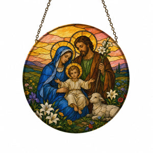 Tres Corda Glass Suncatcher - Catholic Suncatcher, front view