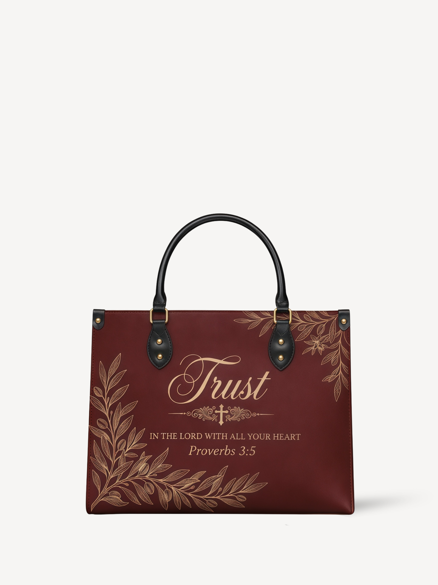 "Trust & Grace" Leather Handbag - Catholic leather goods by Genus Faith