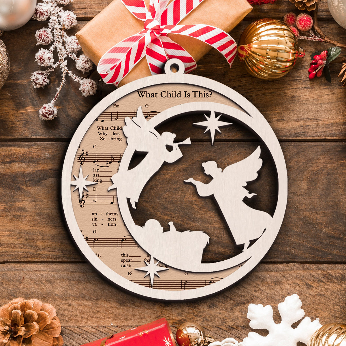 Round ceramic keepsake ornament with Catholic sacred art