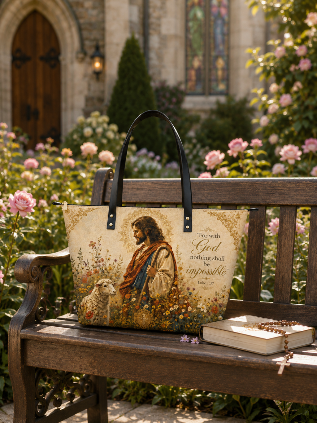 "Agnus Dei" Leather Tote Bag