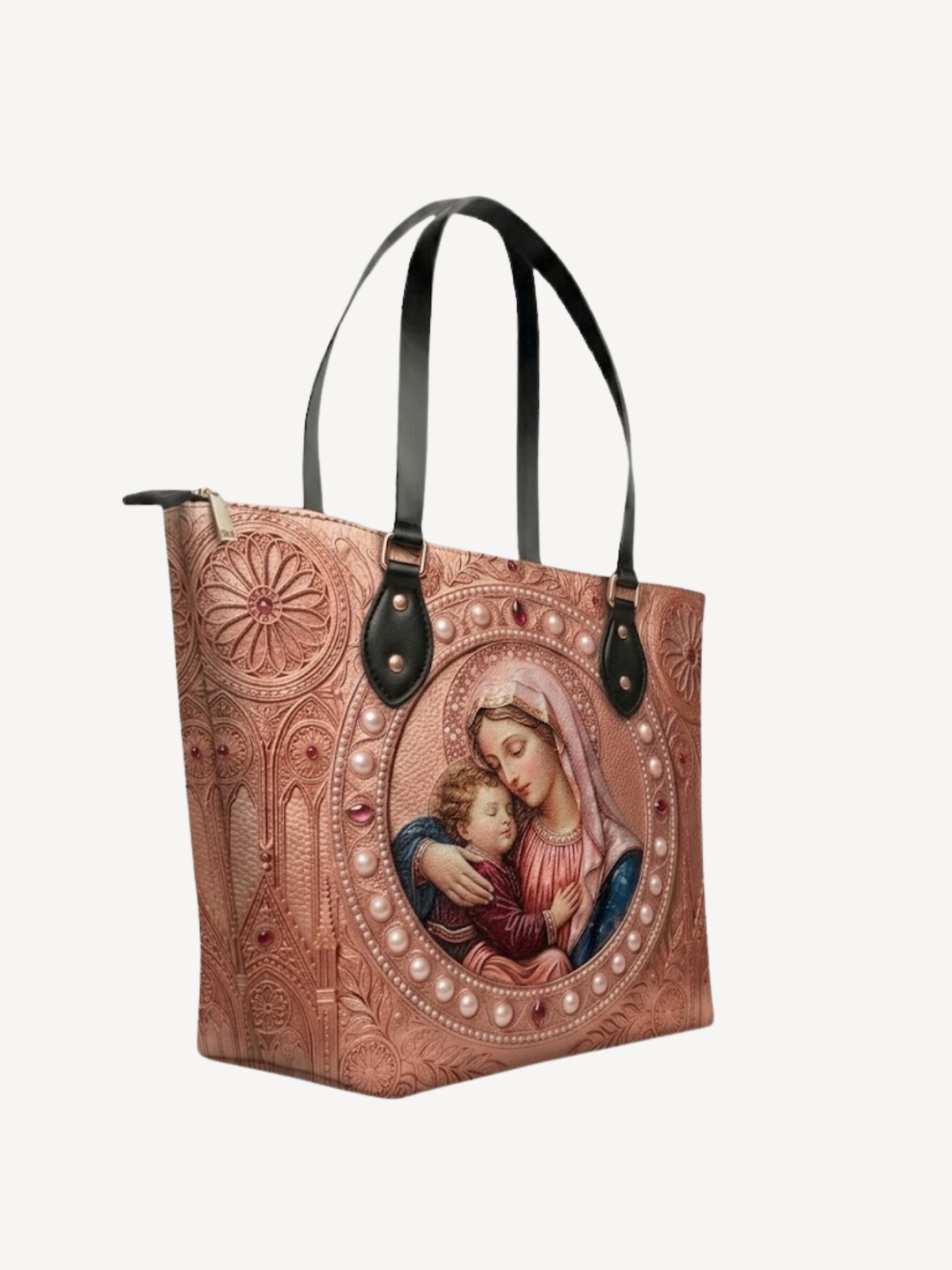 Amoris PU Leather Tote Bag - Christian Tote Bag, close-up of the print