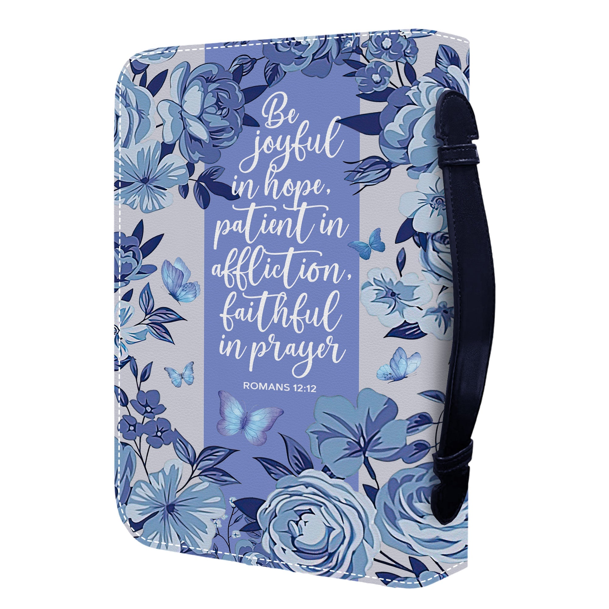Be Joyful in Hope Quote Leather Book Cover Case