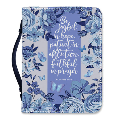 Be Joyful in Hope Quote Leather Book Cover Case