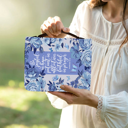 Be Joyful in Hope Quote Leather Book Cover Case