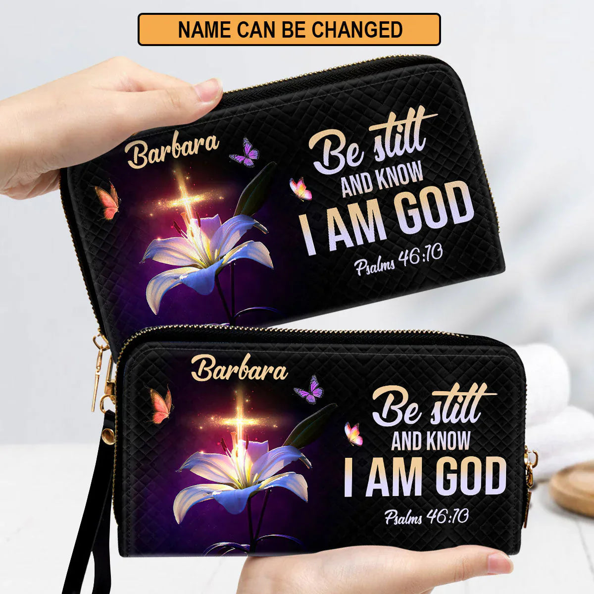 Christianartbag Clutch Purse, Be Still And Know That I Am God Clutch Purse For Women, Personalized Name, Christian Gifts For Women, CAB09091223.