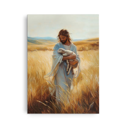Christian Holding Sheep Canvas Wall Art