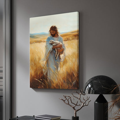 Christian Holding Sheep Canvas Wall Art