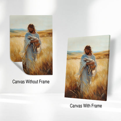 Christian Holding Sheep Canvas Wall Art