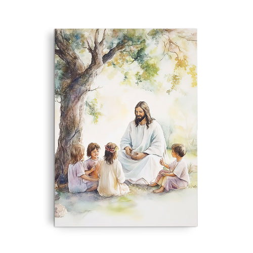 Christian Talking With Children Canvas Wall Art