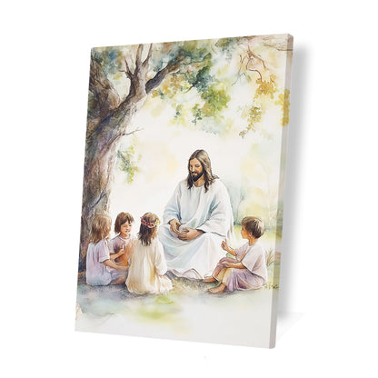 Christian Talking With Children Canvas Wall Art