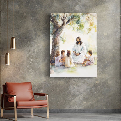 Christian Talking With Children Canvas Wall Art