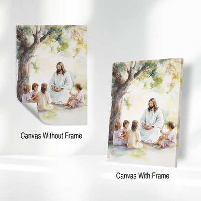 Christian Talking With Children Canvas Wall Art