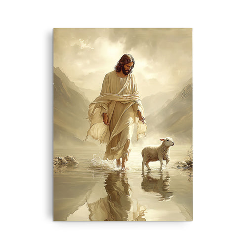 Walking On Water, Save The Lost Sheep Canvas Wall Art