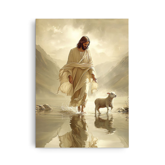 Walking On Water, Save The Lost Sheep Canvas Wall Art