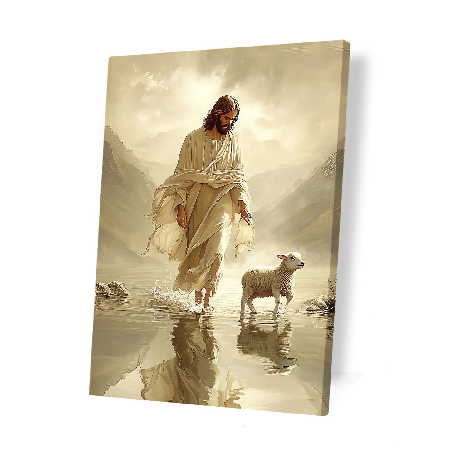 Walking On Water, Save The Lost Sheep Canvas Wall Art