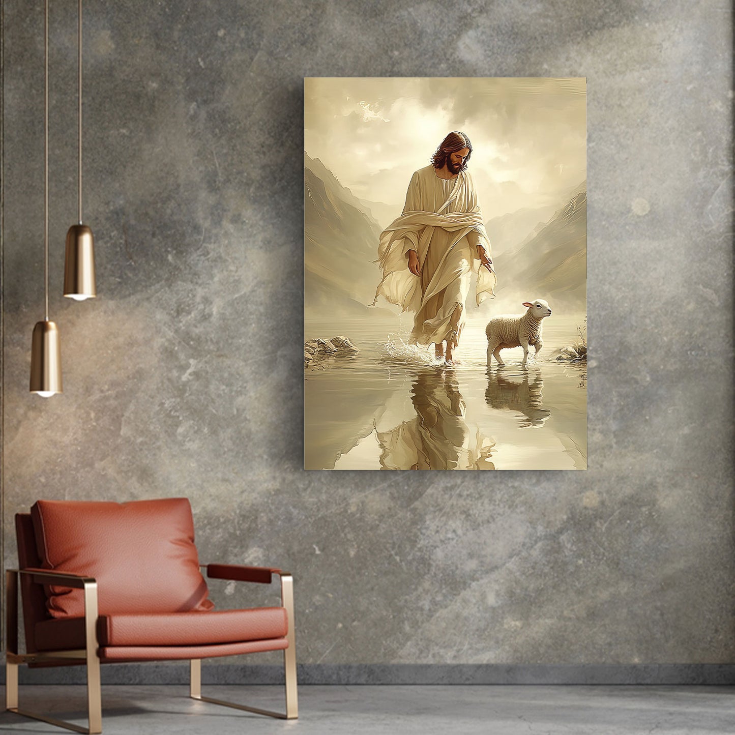 Walking On Water, Save The Lost Sheep Canvas Wall Art