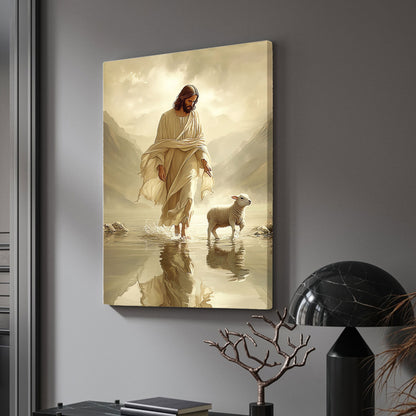 Walking On Water, Save The Lost Sheep Canvas Wall Art
