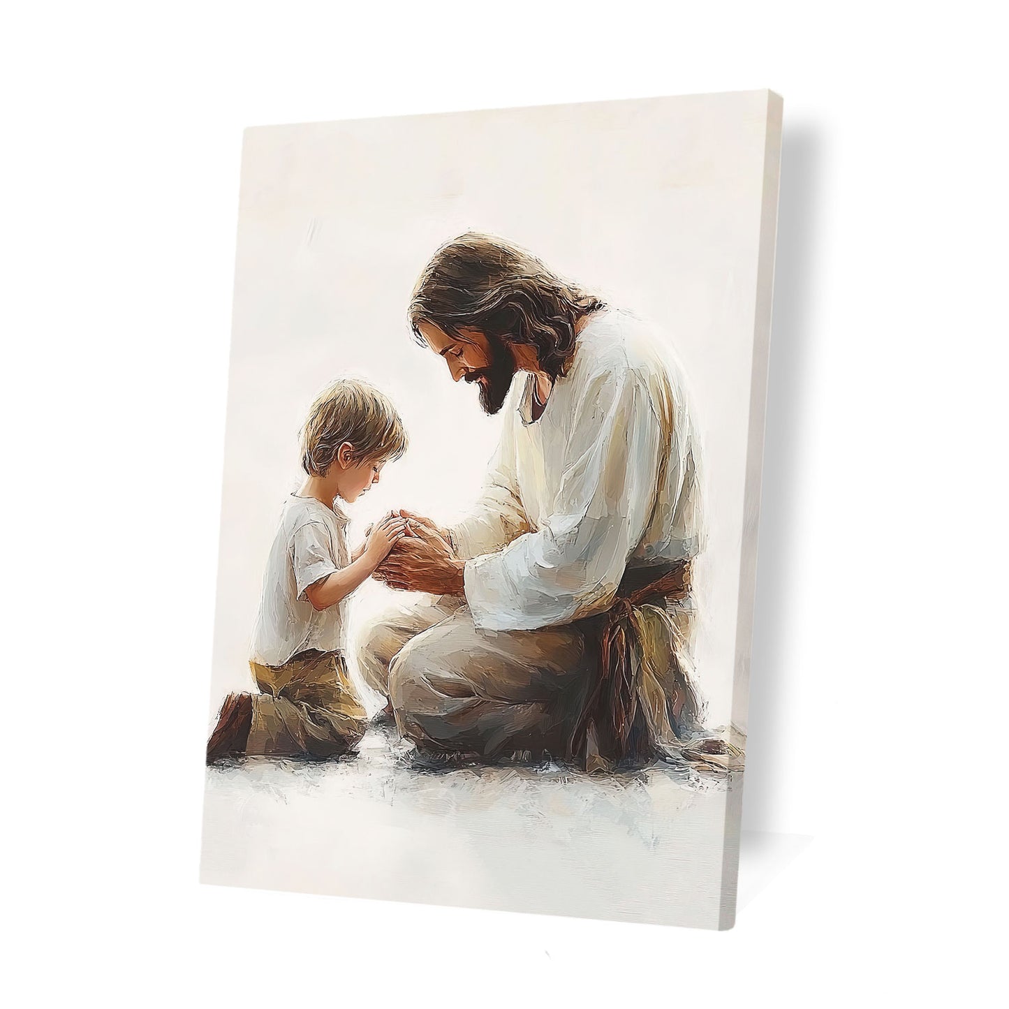 Peaceful Moment Little Boy Praying Canvas Wall Art
