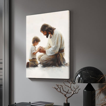 Peaceful Moment Little Boy Praying Canvas Wall Art