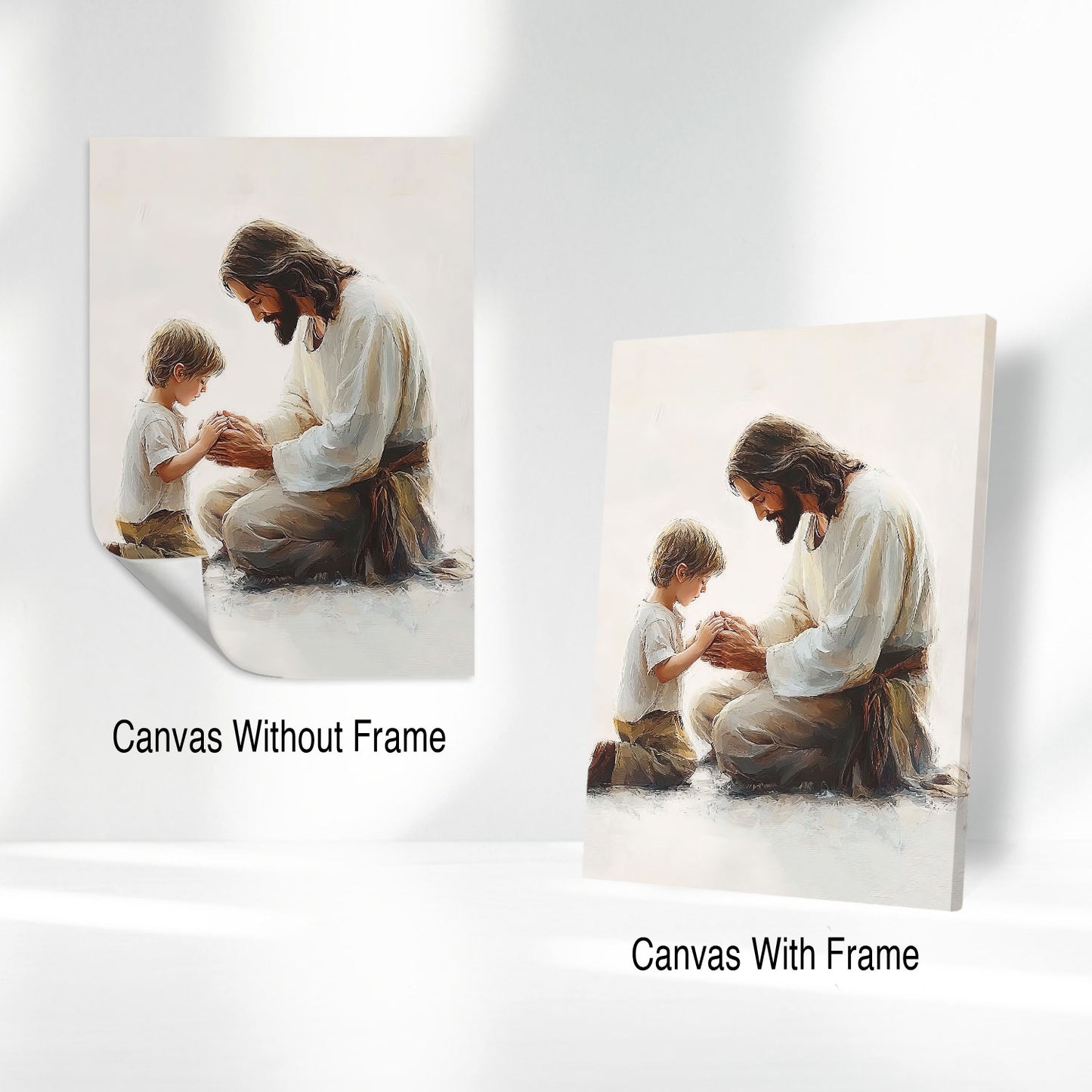 Peaceful Moment Little Boy Praying Canvas Wall Art
