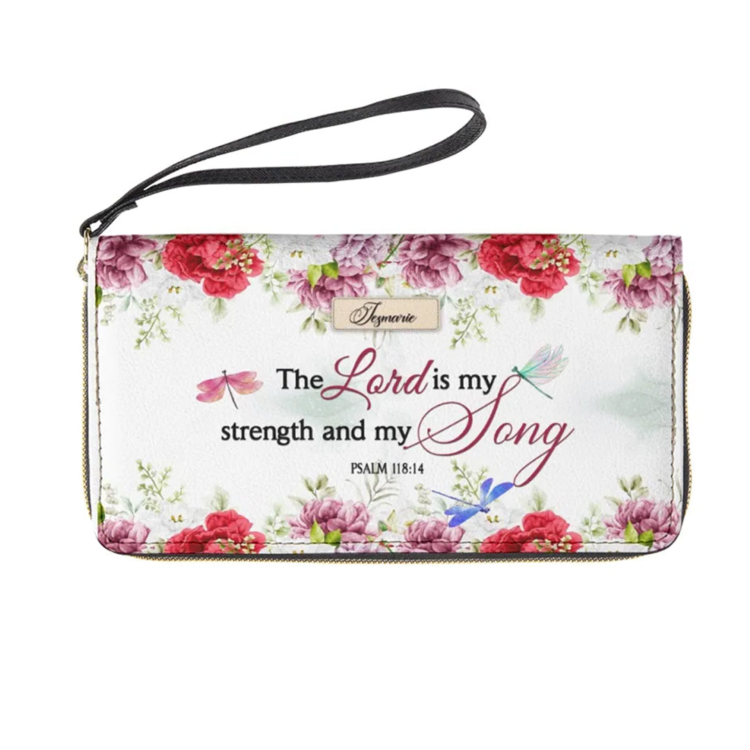 Christianartbag Clutch Purse, The Lord Is My Strength and My Song Clutch Purse For Women, Personalized Name, Christian Gifts For Women, CAB31091223.