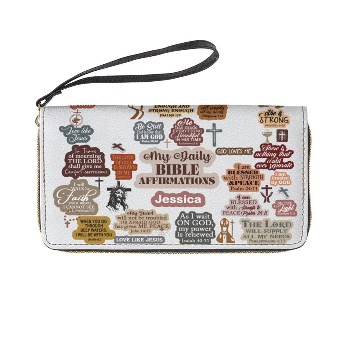 Christianartbag Clutch Purse, My Daily Bible Affirmations Clutch Purse For Women, Personalized Name, Christian Gifts For Women, CAB32091223.