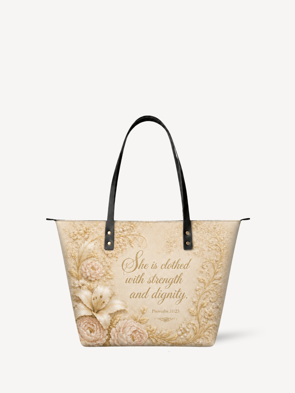 "Dignity Floral" Leather Tote Bag
