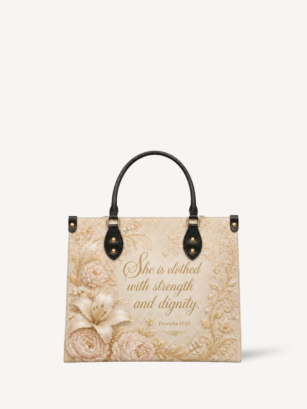 "Dignity Floral" Leather Handbag