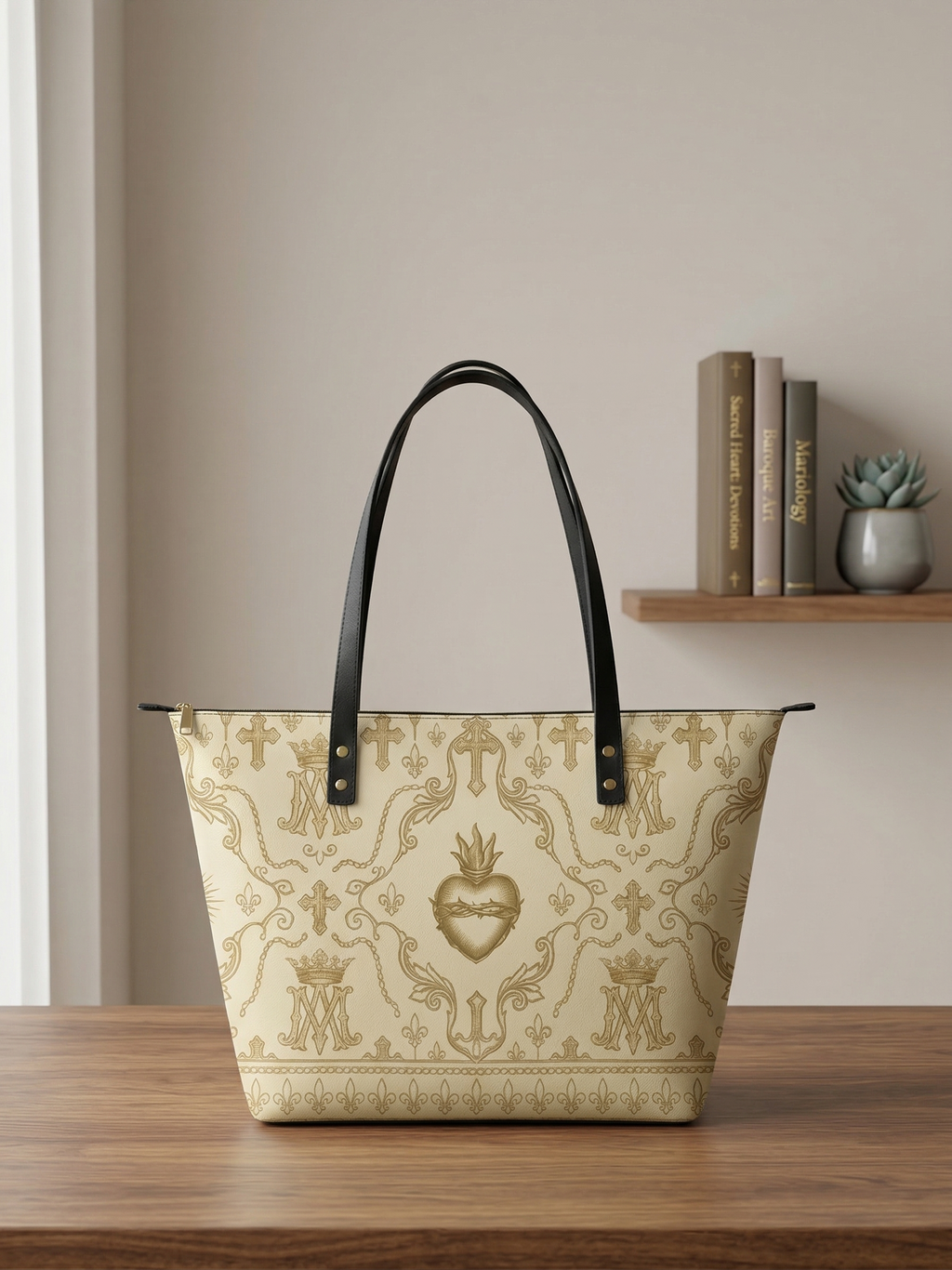 "Divine Heart" Leather Tote Bag