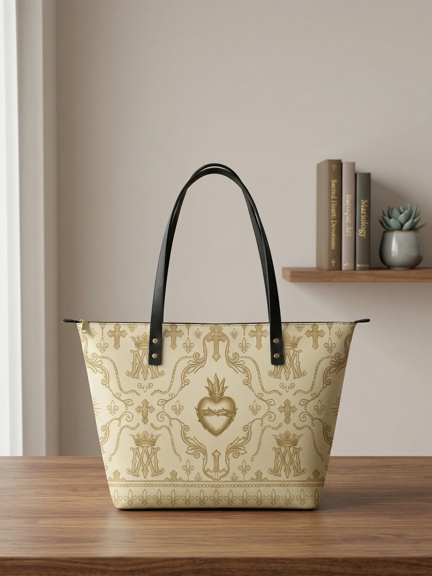 "Divine Heart" Leather Tote Bag