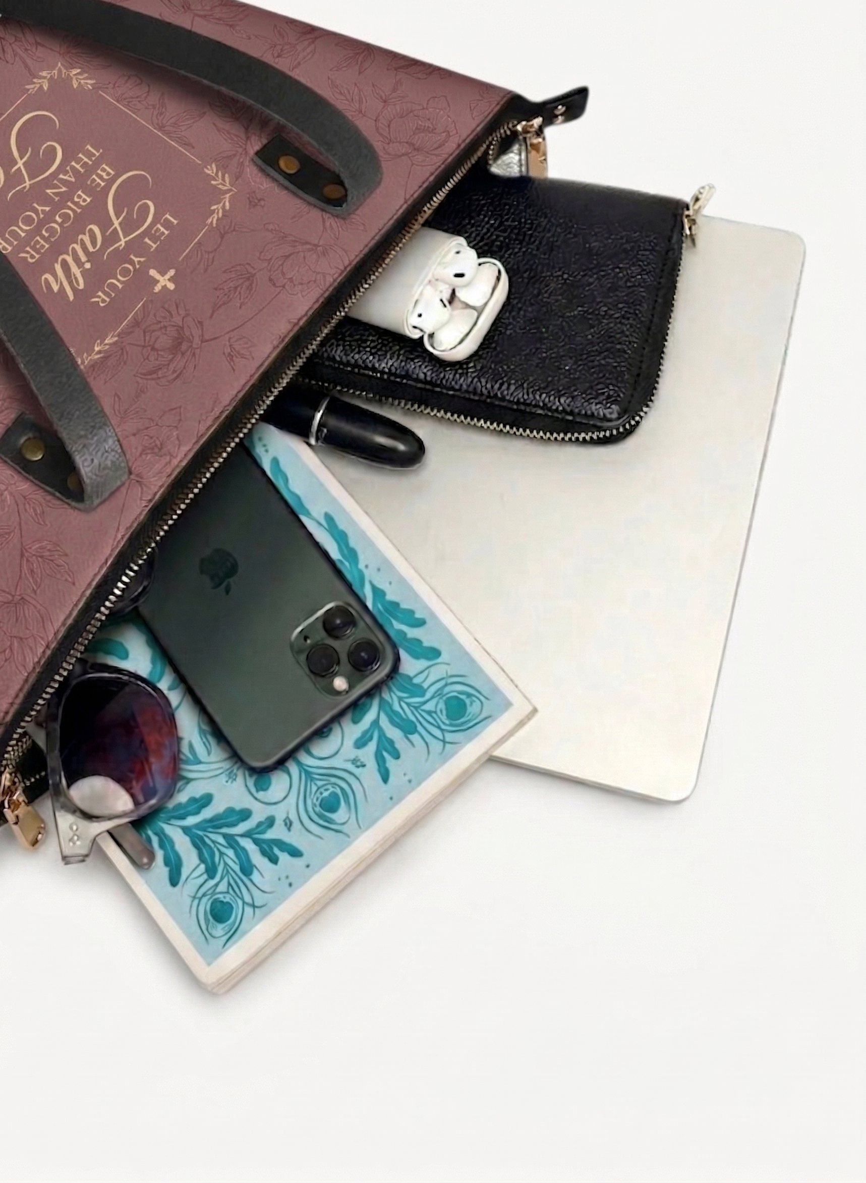 "Faith Over Fear" Leather Tote Bag