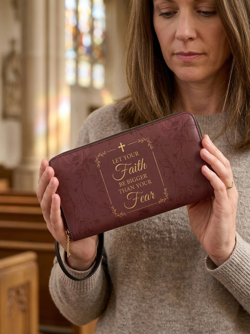 "Faith Over Fear" Leather Wallet