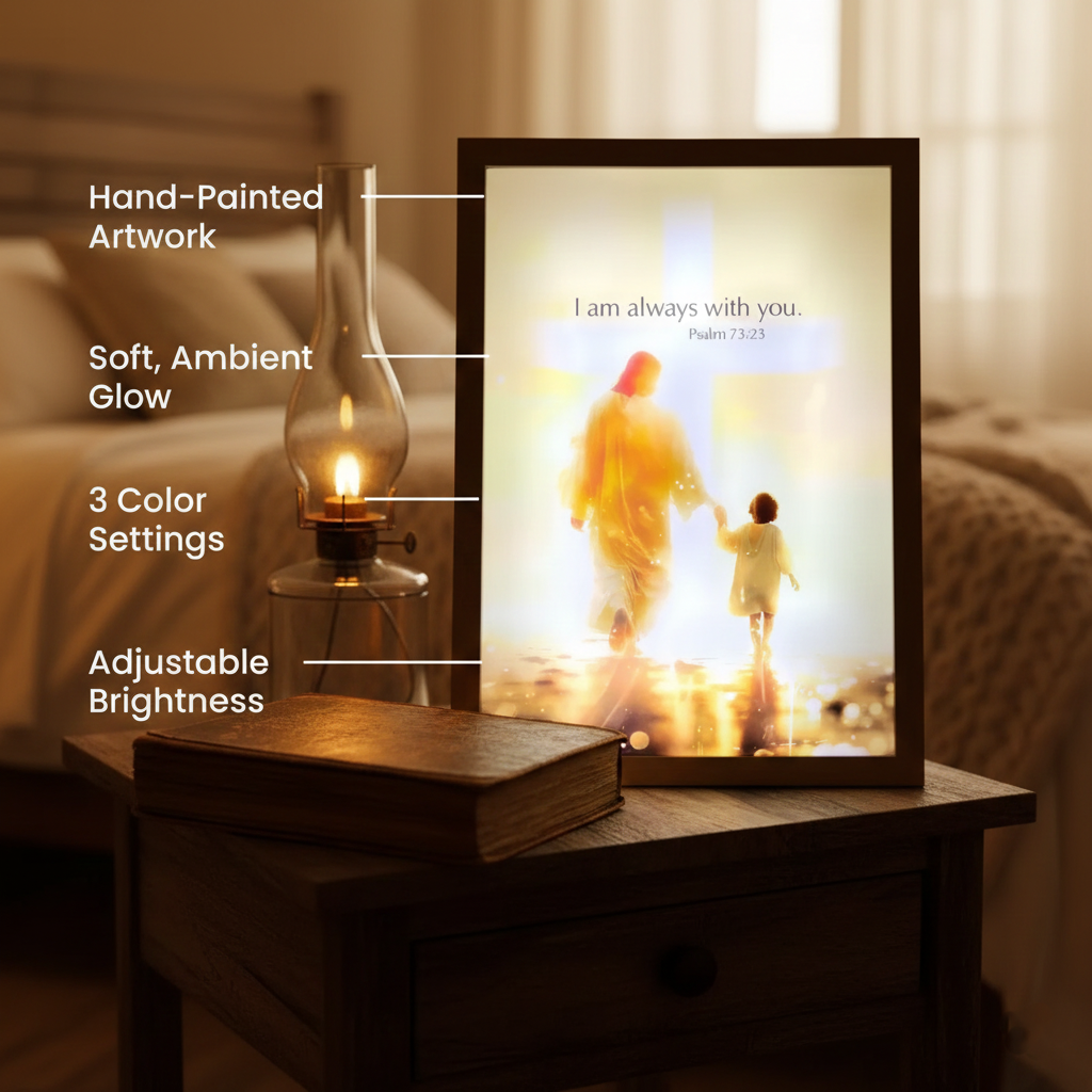 Never Alone - Jesus Lamp Painting