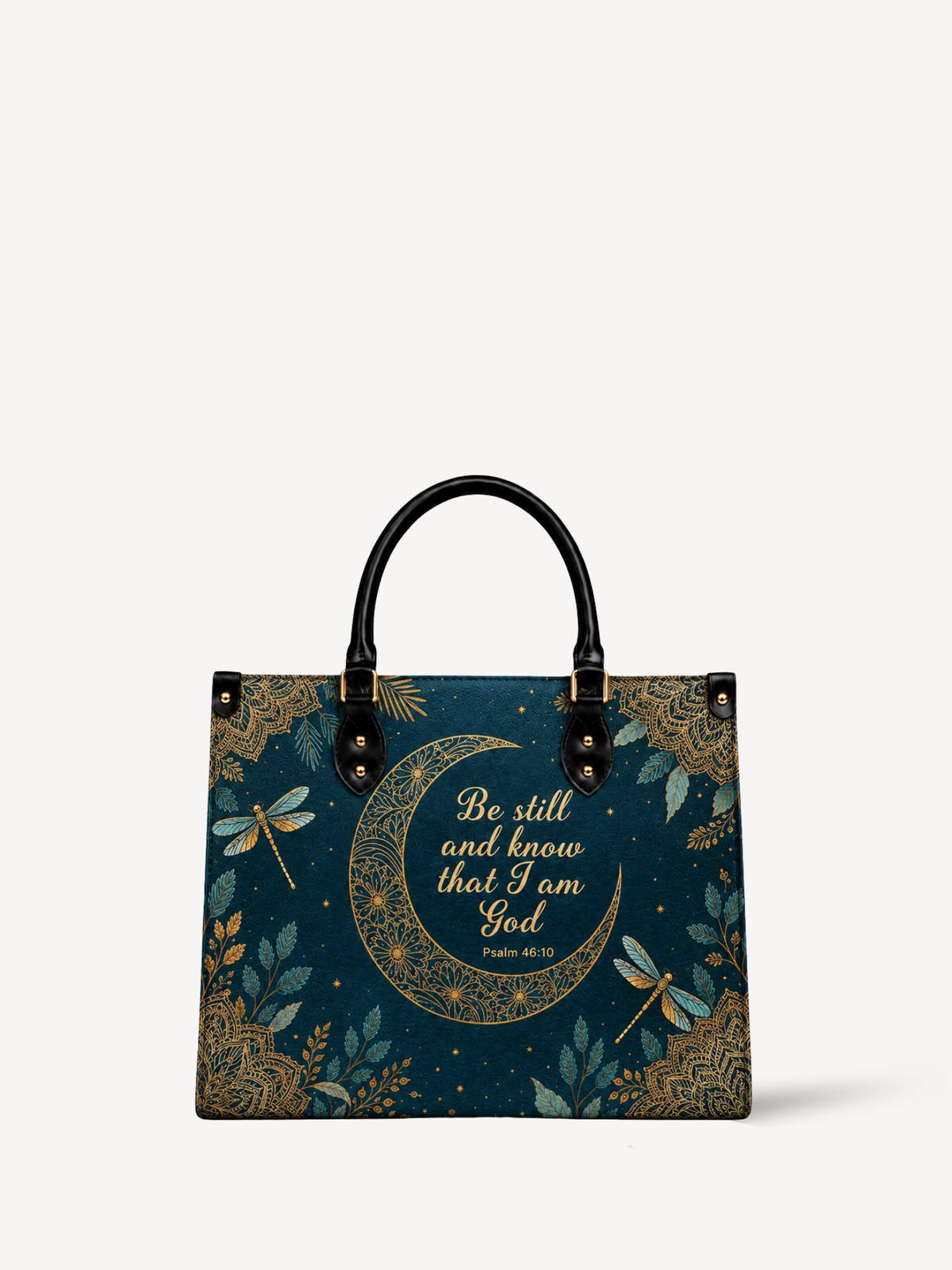 Golden Stillness PU Leather Handbag - Christian Handbag, front view