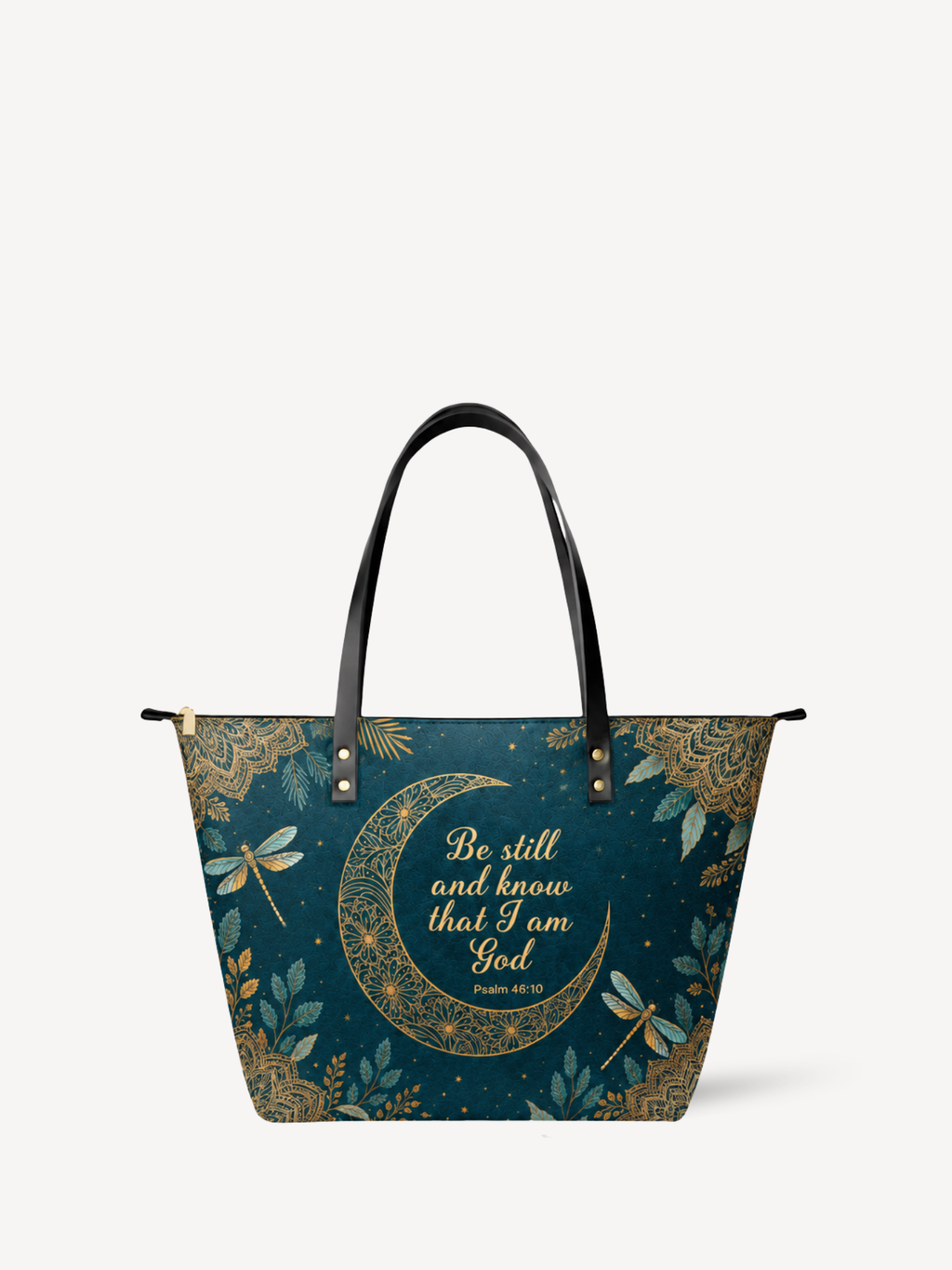 "Golden Stillness" Leather Tote Bag