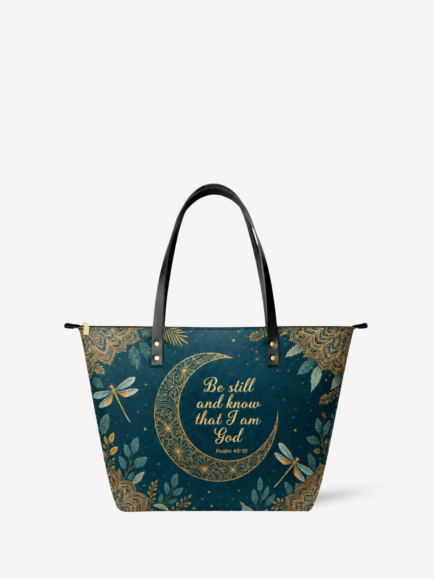 "Golden Stillness" Leather Tote Bag
