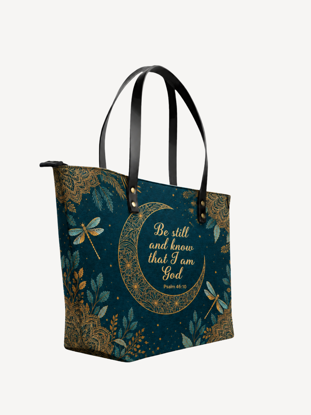"Golden Stillness" Leather Tote Bag