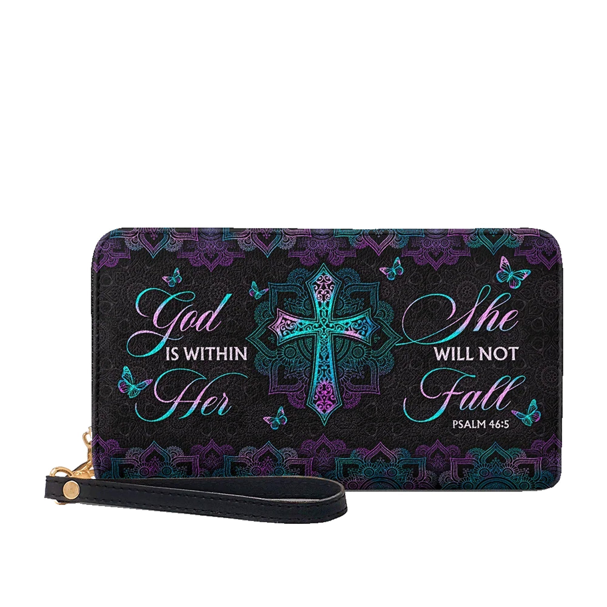 God Is Within Her She Will Not Fall Psalm 46:5 Faith - Christian Leather Wallet