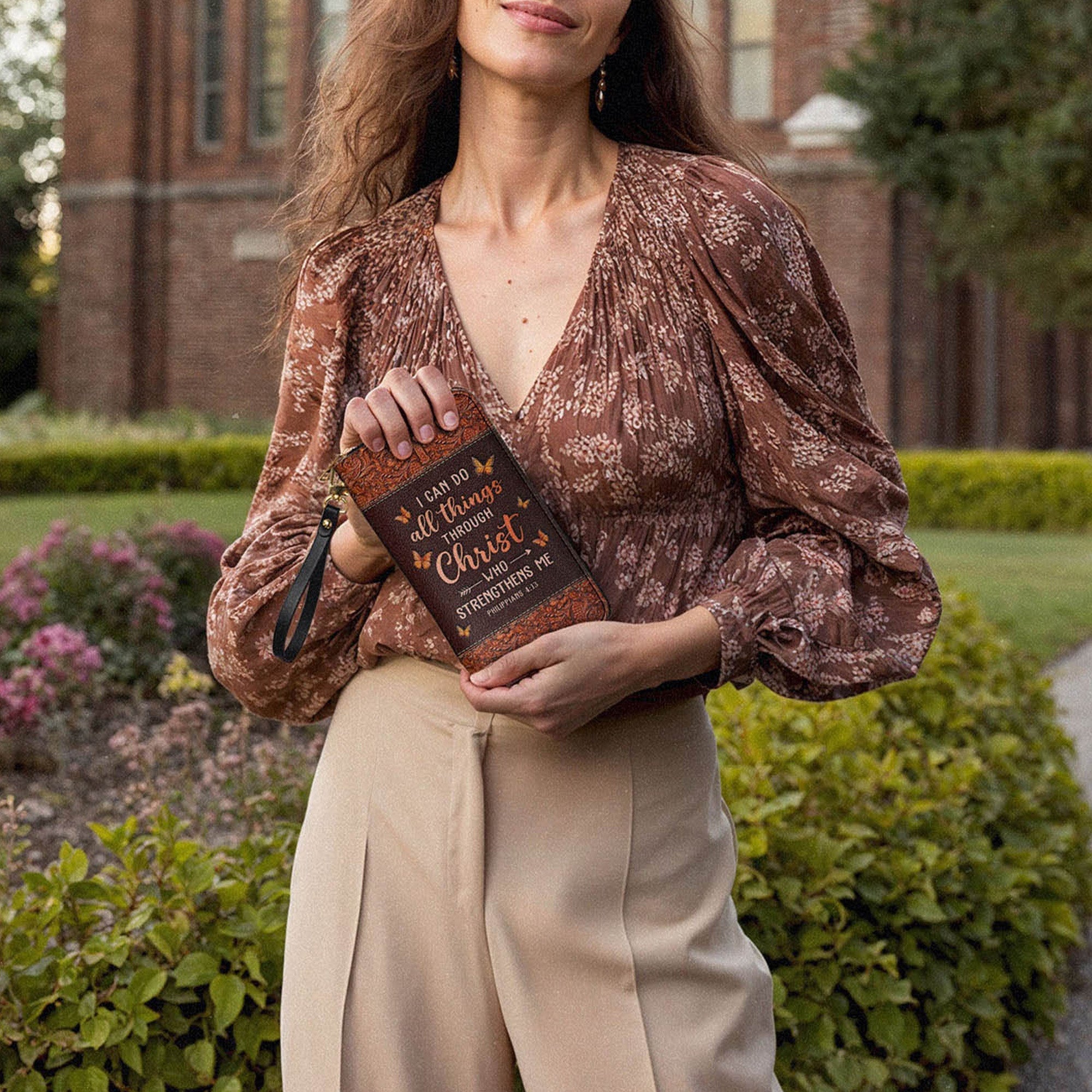 I Can Do All Things Through Philippians 4:13 Purse - Christian Leather Wallet