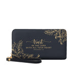 Trust in the Lord Proverbs 3:5 Black Leather Purse - Christian Leather Wallet