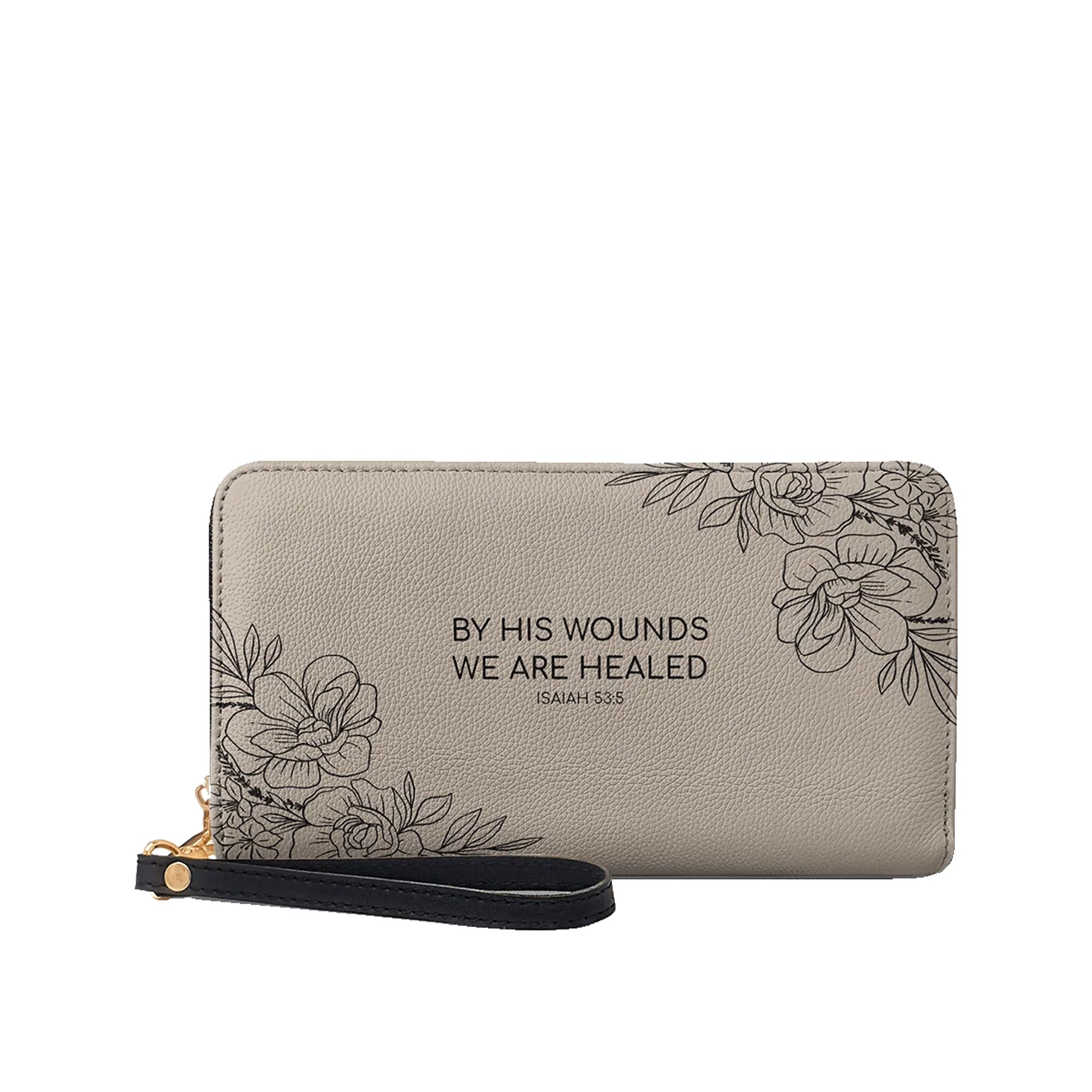 By His Wounds We Are Healed Isaiah 53:5 - Christian Leather Wallet