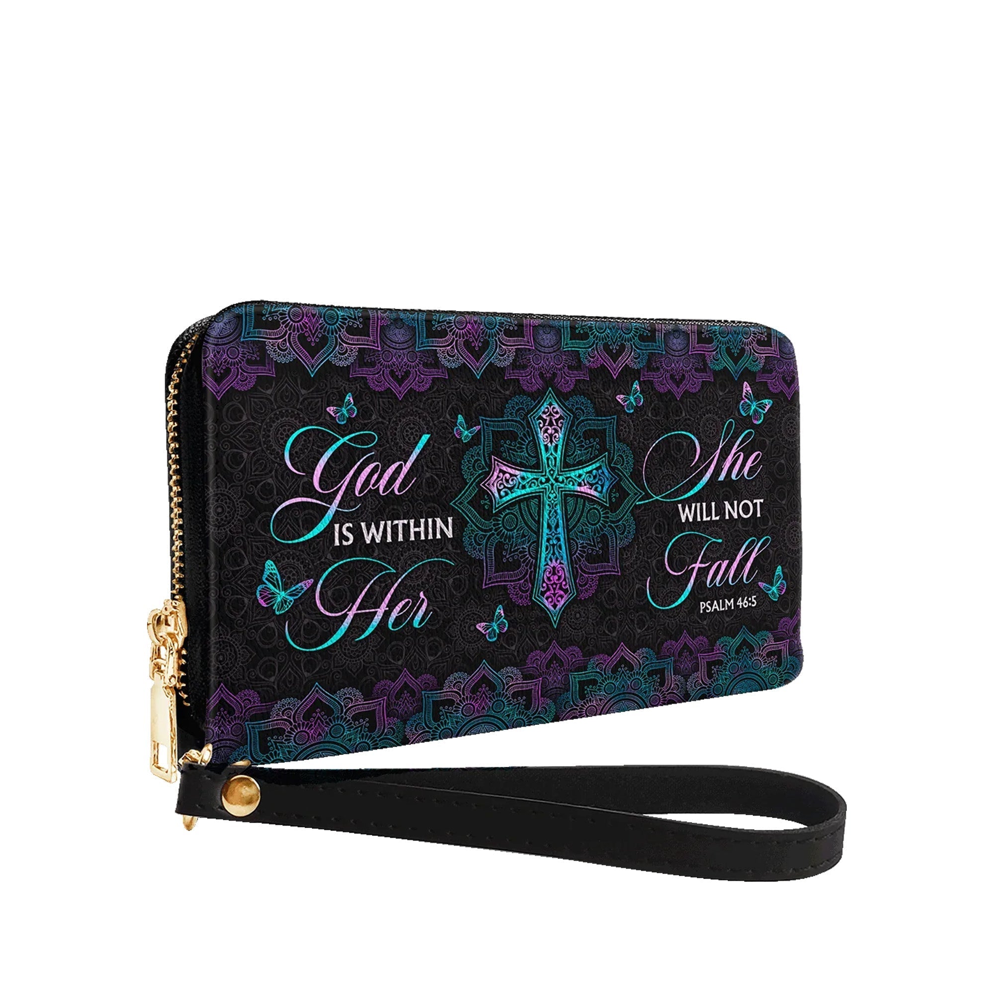 God Is Within Her She Will Not Fall Psalm 46:5 Faith - Christian Leather Wallet