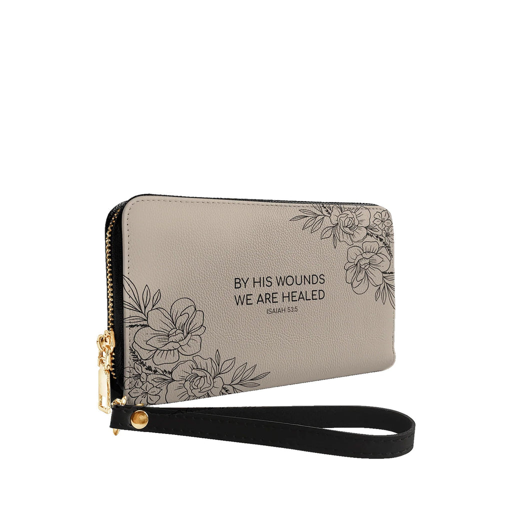 By His Wounds We Are Healed Isaiah 53:5 - Christian Leather Wallet