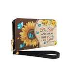 Be Still and Know That I Am God Psalm 46:10 Sunflower - Leather Wallet