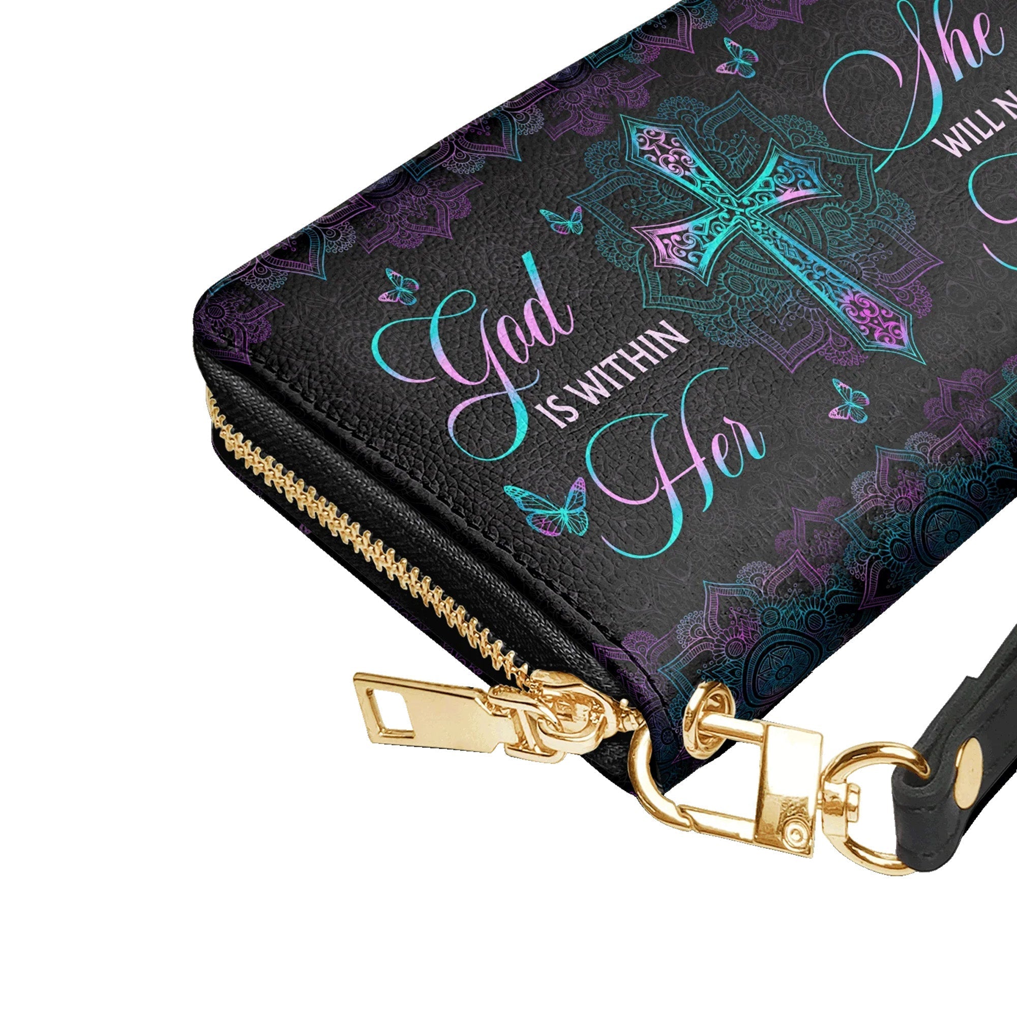 God Is Within Her She Will Not Fall Psalm 46:5 Faith - Christian Leather Wallet